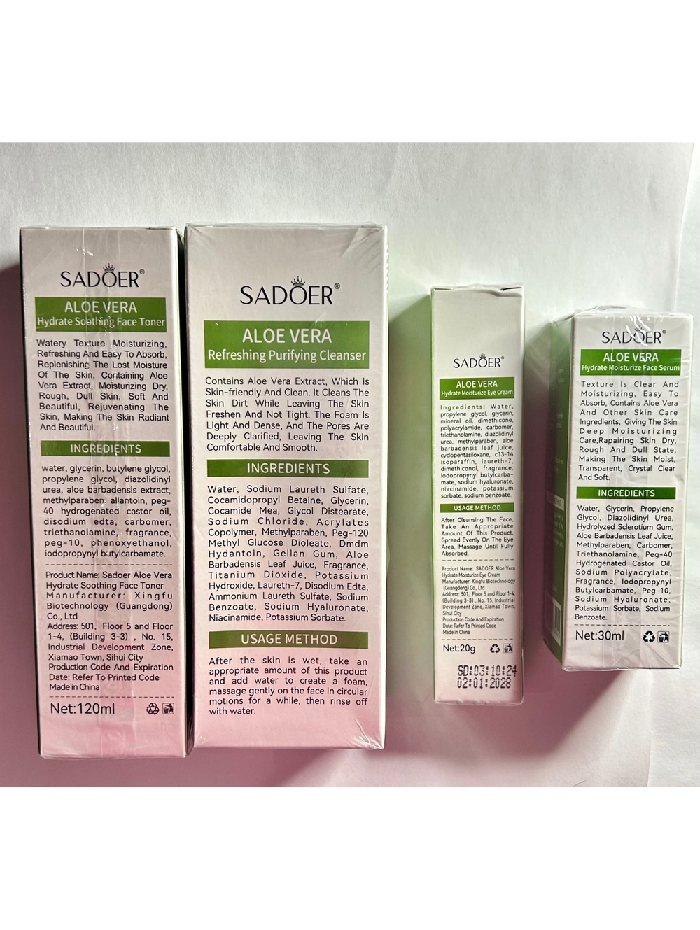 SADOER Curacao Aloe Vera Hydrating & Soothing 4-Pc Facial Care Bundle - NIB - Picture 2 of 3